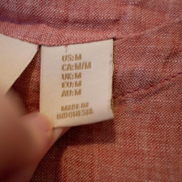 Cottagecore VTG Coral Linen Blend Button Detail Shirt Blush M | Soft Autumn - Picture 6 of 6